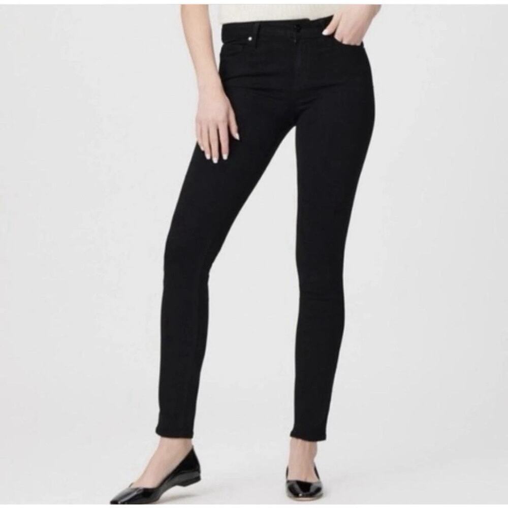 PAIGE VERDUGO $235 Stretch Ultra Skinny WJ051 BLK OVERDYE Jeans Made in USA 28